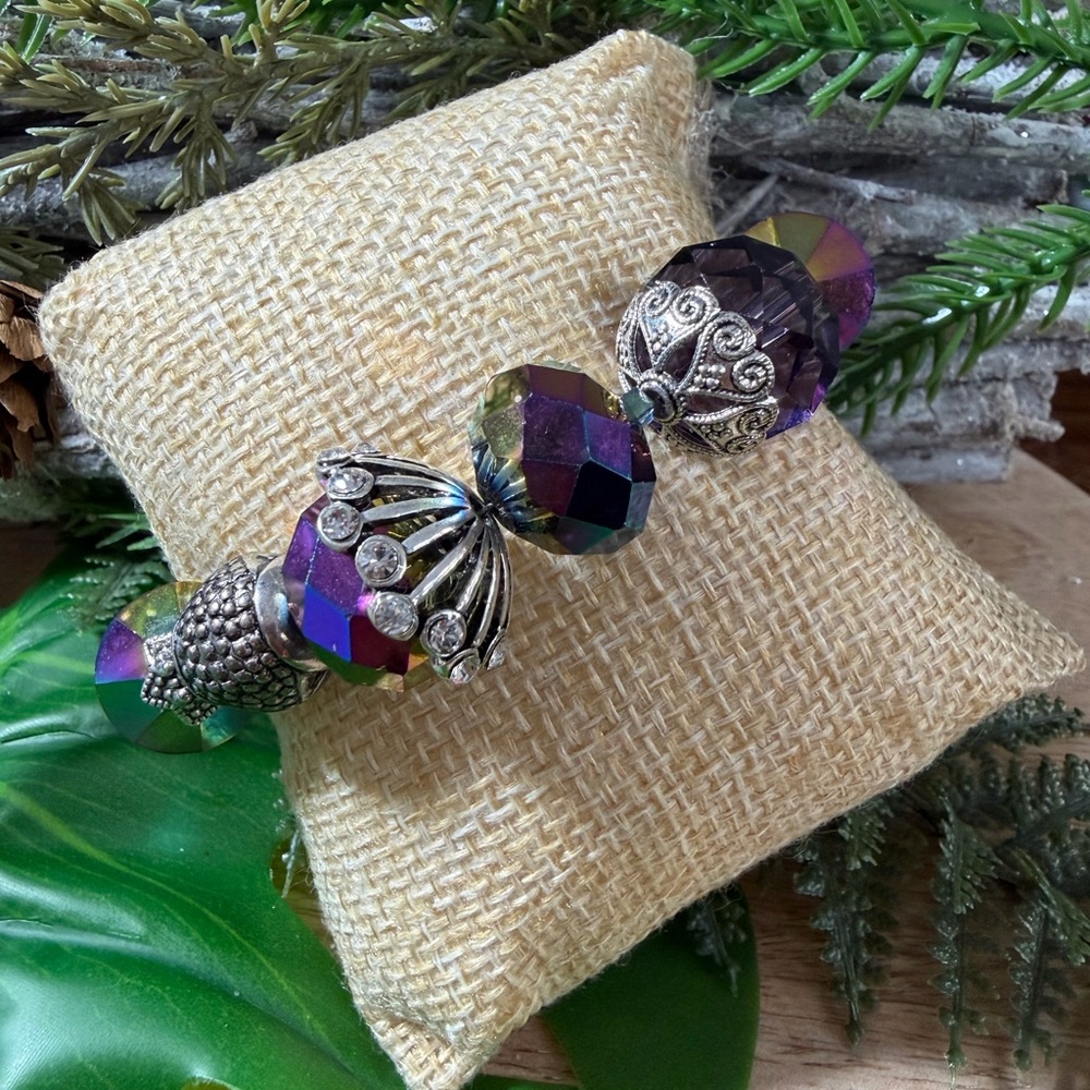 Multicolor Beaded Bracelet with Silver Detailing